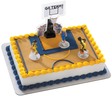 Decoset Basketball All Net Cake Topper, 5-Piece Cake Decoration Set, Birthday Decorations With 3 Figurines And Backboard, For Al