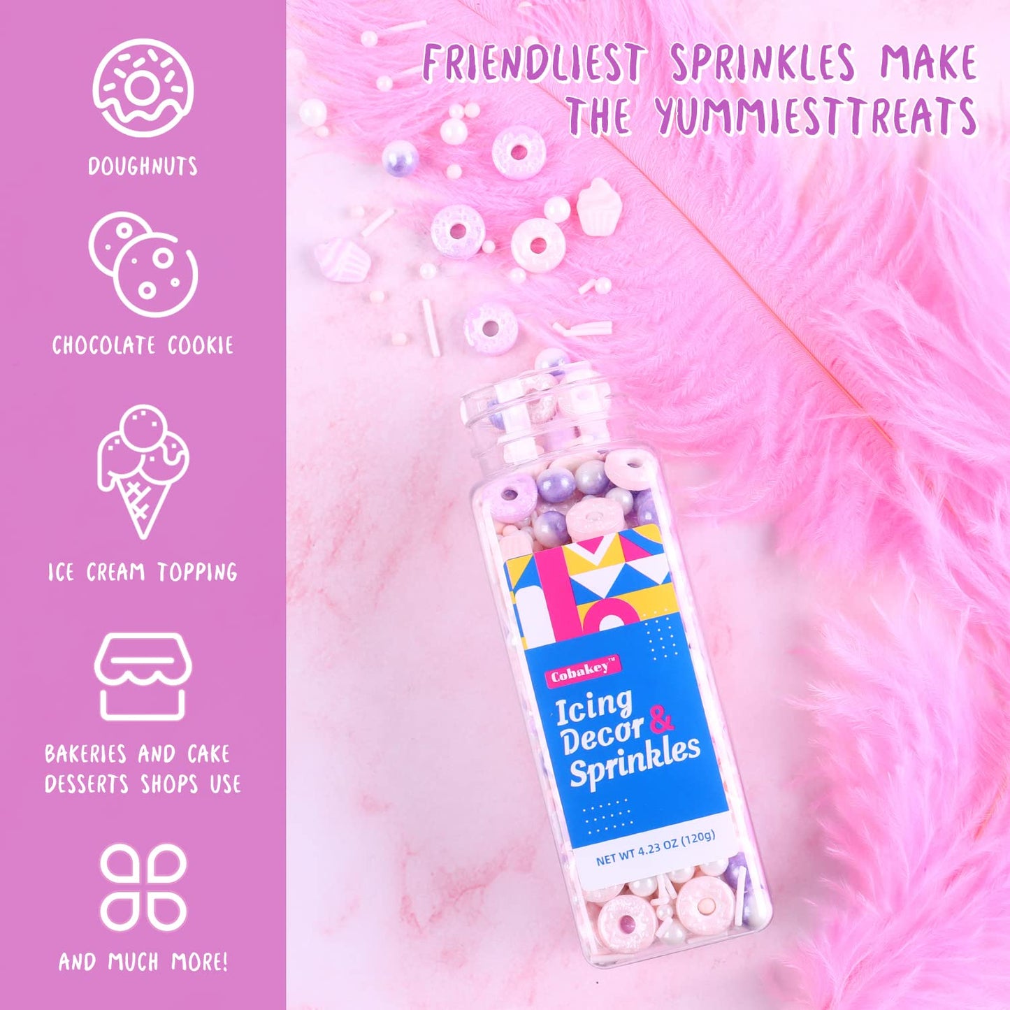 Sprinkles For Cake Decorating 4.2 Ounce Edible Sprinkles For Cookie Decorating, Cupcake Topper, Ice Cream, Candy, Parties, Choco