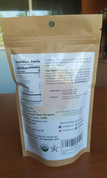 True Organic Cardamom Powder 3.5 Oz - Certified Organic, Usda & Kosher Certified, Pure Ceylon Premium Quality