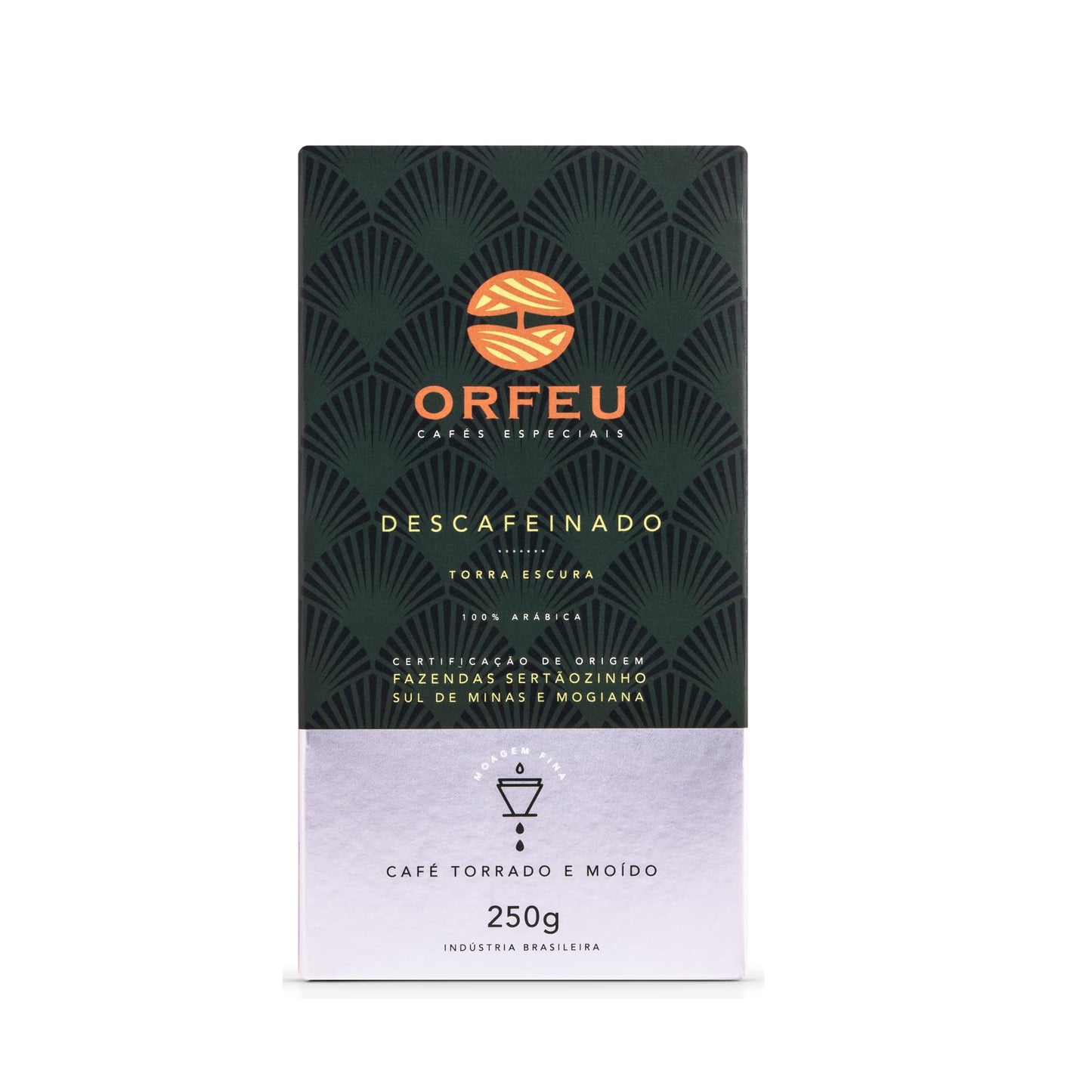 Orfeu - Special Decaf Coffee - 100% Arabica Coffee  Roasted & Ground  Medium Roast  Made In Brazil  Chocolate Notes  Low Acidity  Caramel  Fruity & Floral Aroma - 250G (8.8Oz)