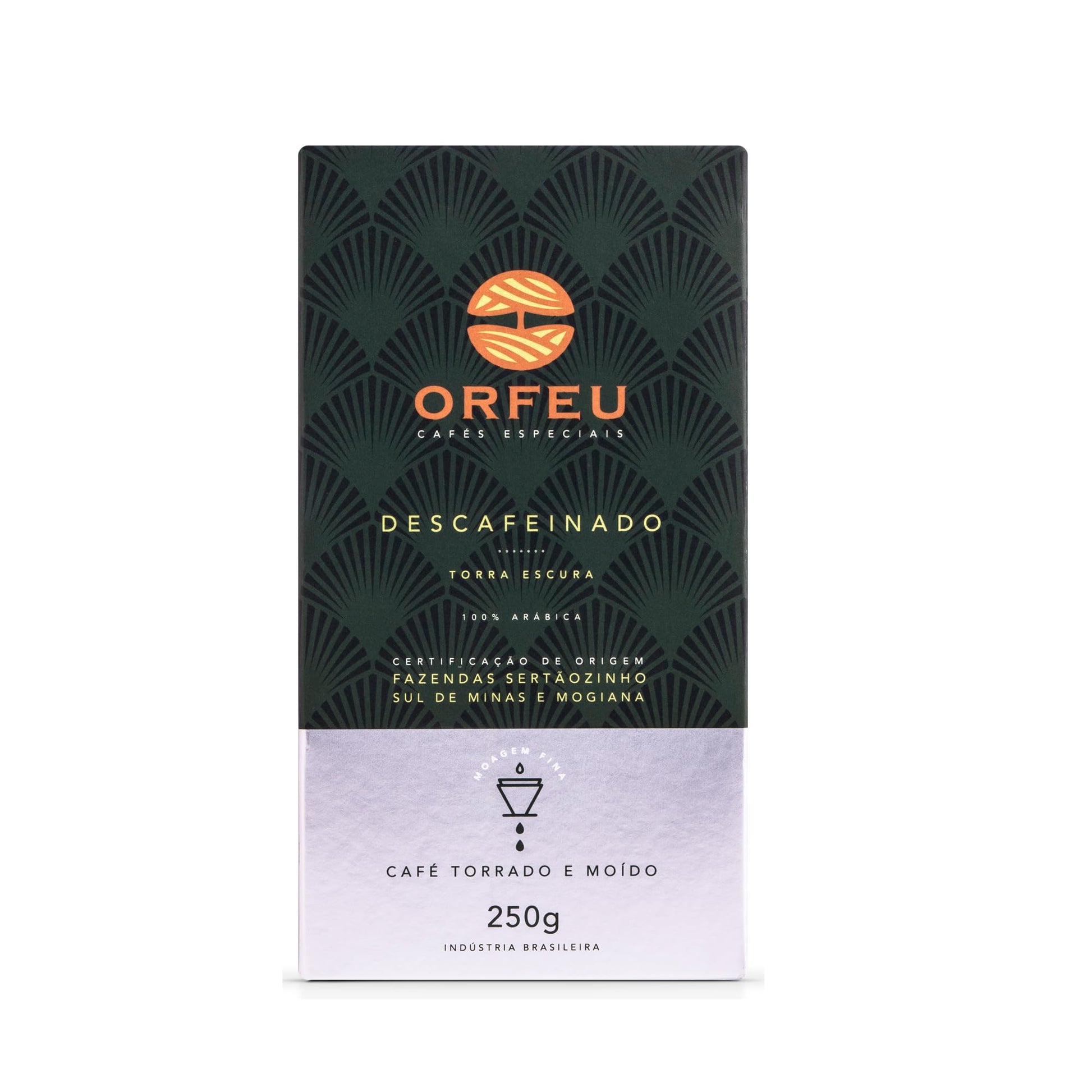 Orfeu - Special Decaf Coffee - 100% Arabica Coffee  Roasted & Ground  Medium Roast  Made In Brazil  Chocolate Notes  Low Acidity  Caramel  Fruity & Floral Aroma - 250G (8.8Oz)
