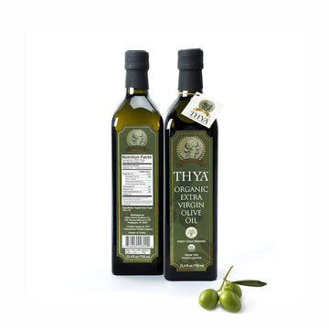 USDA Organic Extra Virgin Olive Oil 2 Pack of (25.4 fl oz/ 750ml) by THYA, First Cold Pressed, Single Source, Unblended, Natural