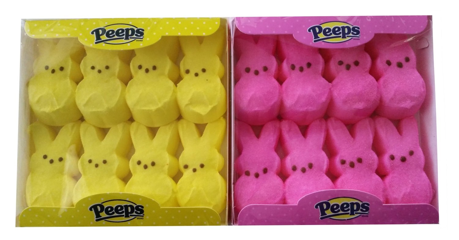Marshmallow Peeps Pink And Yellow Easter Bunnies 8 Ct (Pack Of 2)