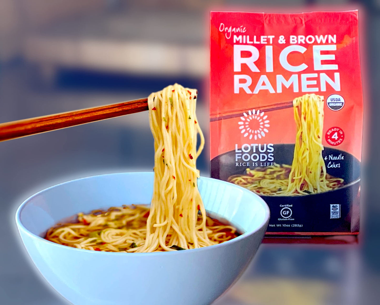 Lotus Foods Organic Millet & Brown Rice Ramen - Gluten Free Rice Ramen, Whole Grain Ramen Noodles, Low Sodium Rice Noodles, Usda Organic, Gluten Free, Vegan - 10 Oz Bags (Pack Of 6)