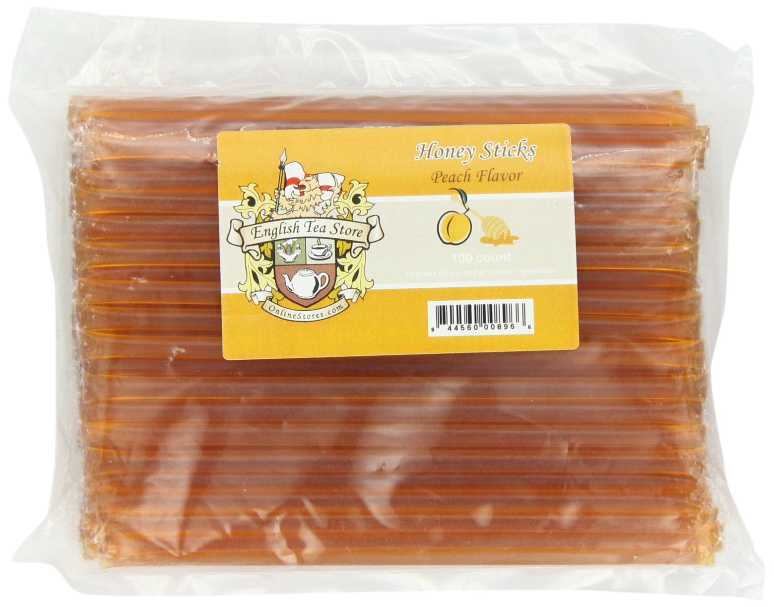 English Tea Store Honey Sticks, Peach, 100 Count