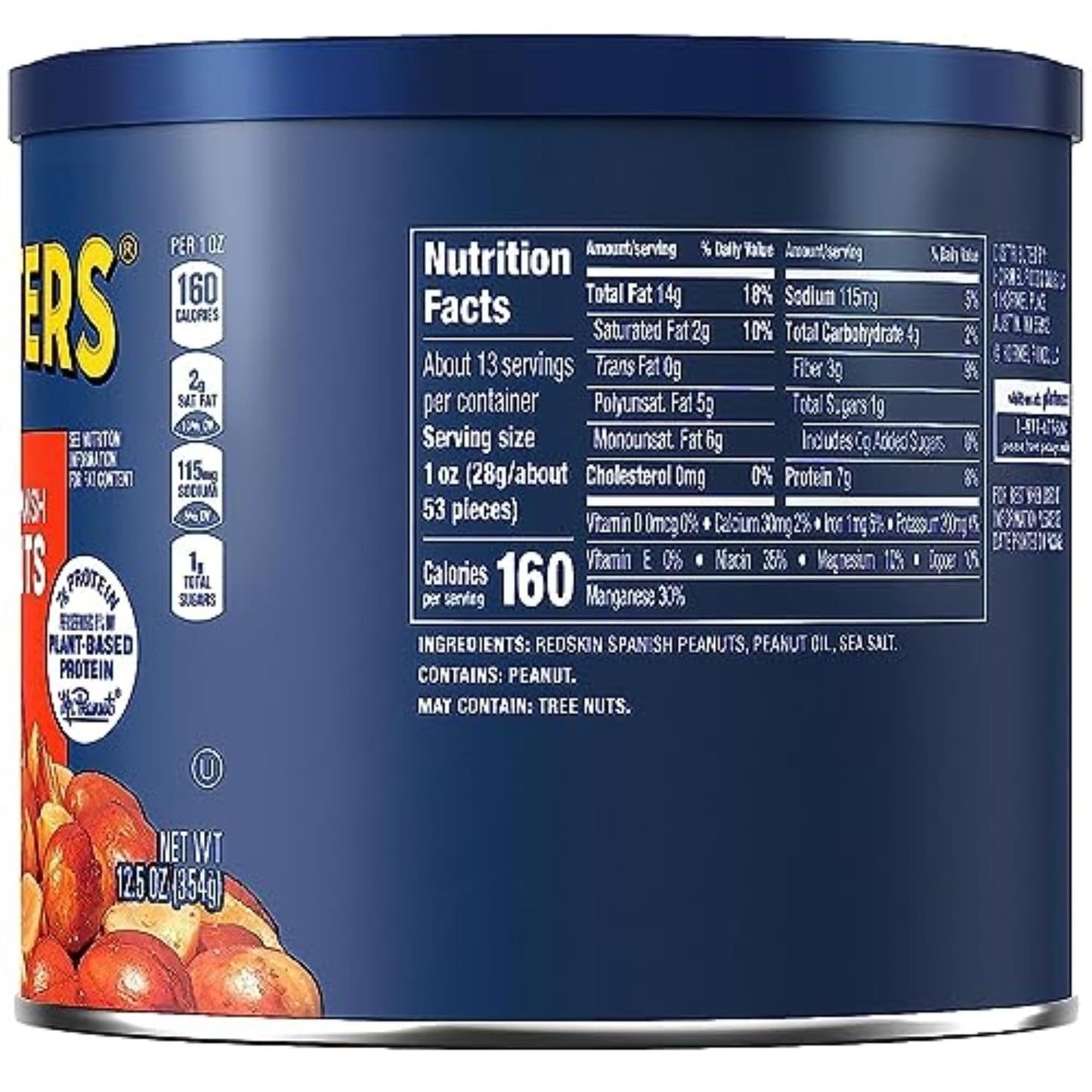PLANTERS Redskin Spanish Peanuts, Roasted Salted, 12.5 oz Jars, Pack of 6