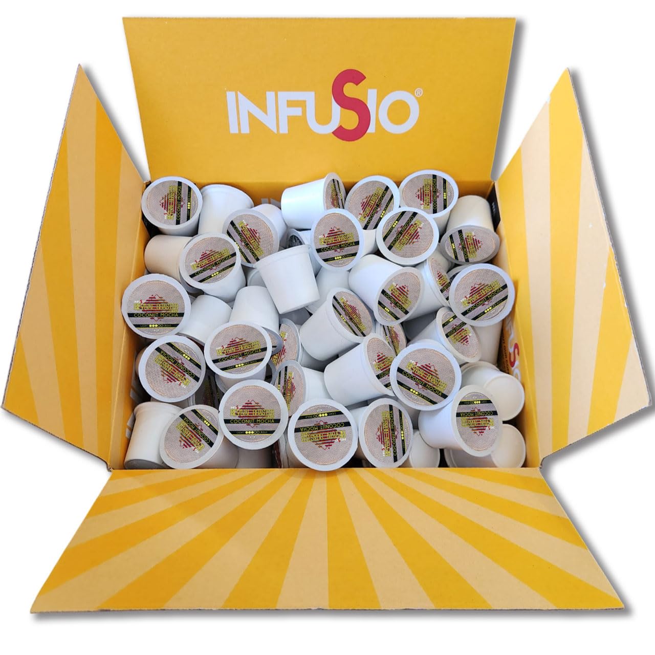 InfuSio Coffee Pods - Coconut Mocha Medium Roast, 96 Count, Compatible with Keurig K Cups