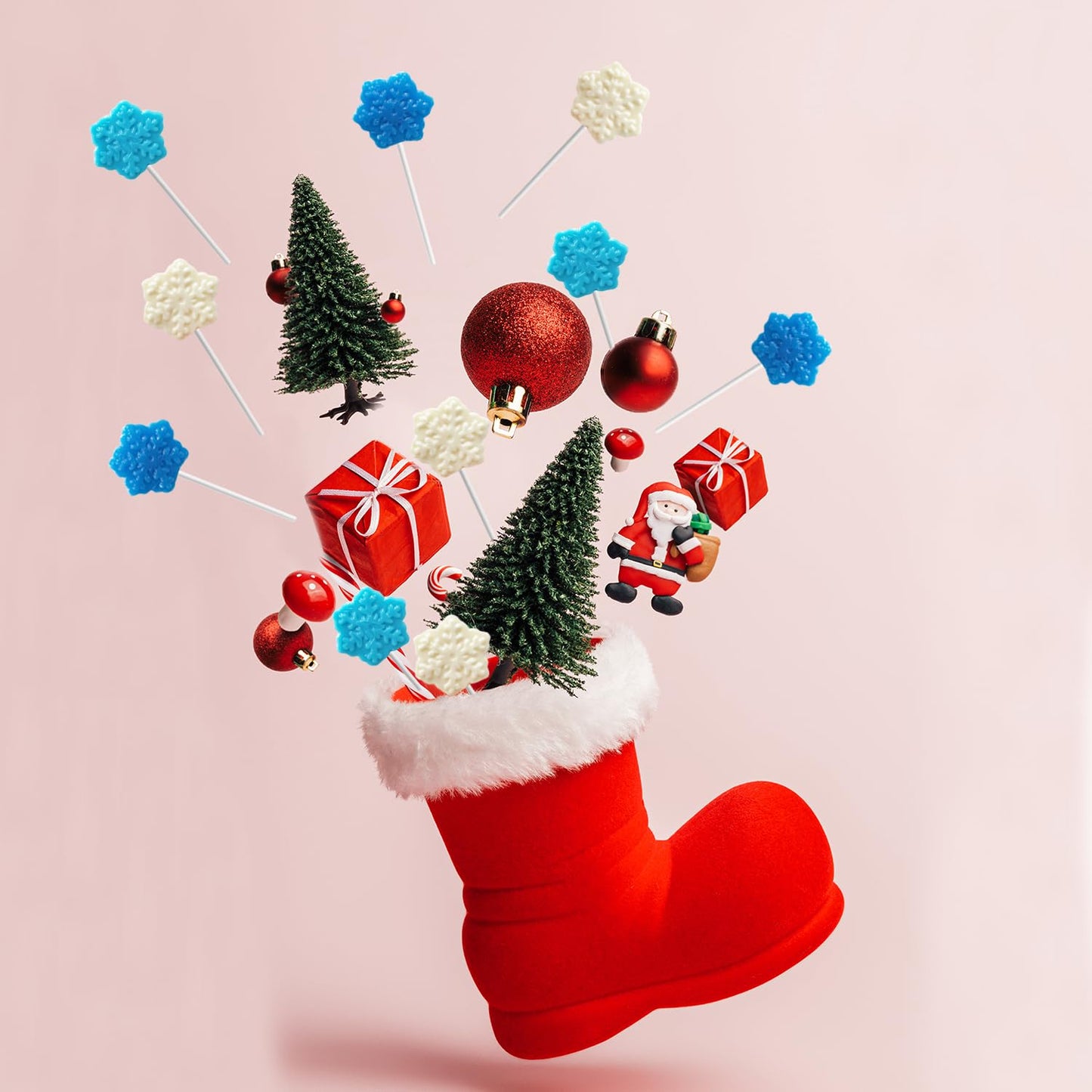 Fruidles Christmas Snowflake Candy Lollipops, Fruit-Flavored Chewables, 12-Pack