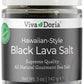 Viva Doria Hawaiian Black Lava Sea Salt, Fine Grain, Lava Salt, 5 Oz Glass Jar