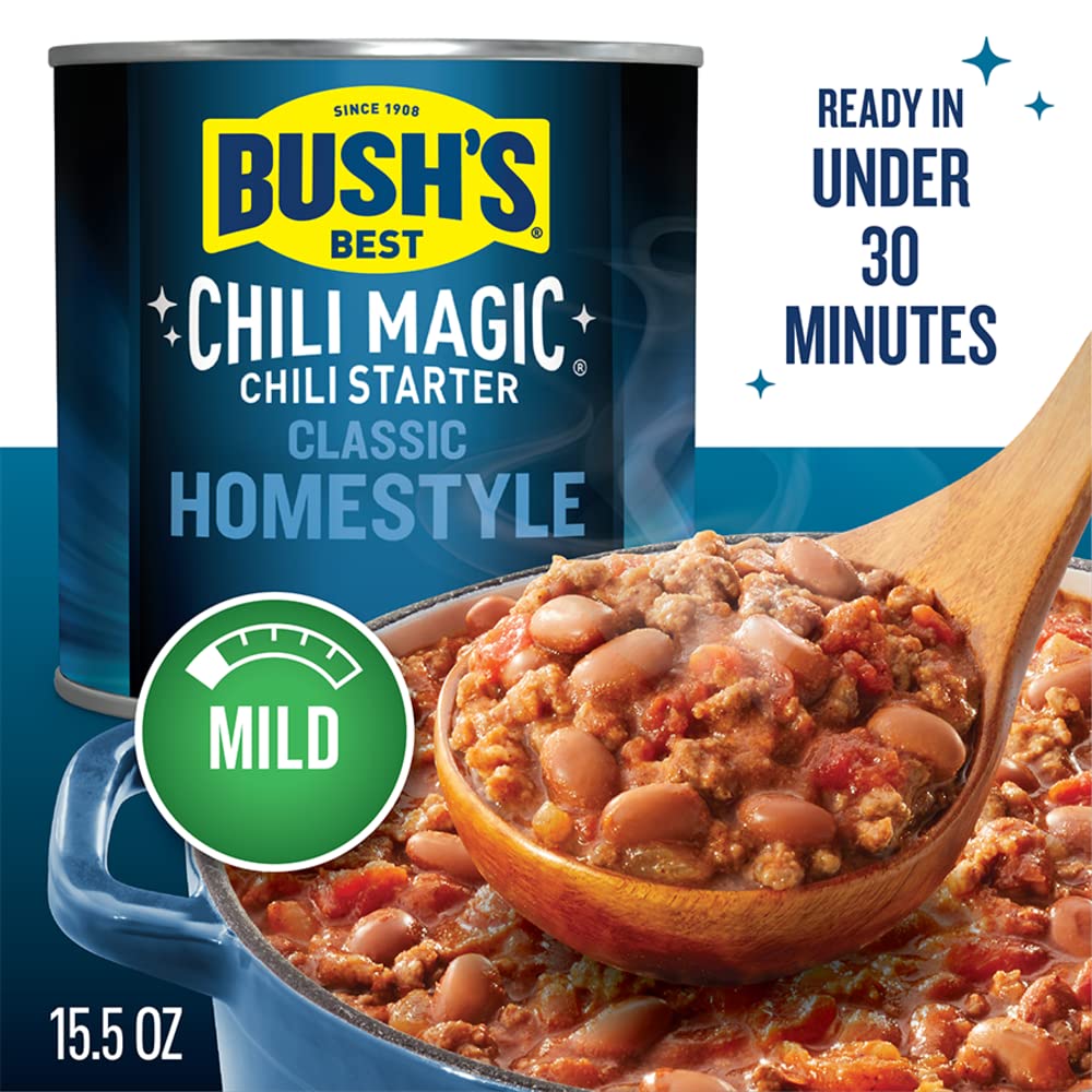 BUSH S BEST Canned Chili Magic Chili Beans Starter Traditional Recipe (Pack of 12), Source of Plant Based Protein and Fiber, Lo