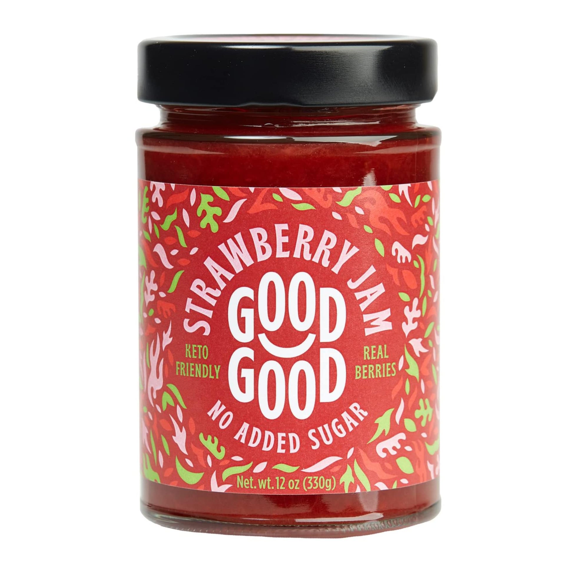 GOOD GOOD No Added Sugar Strawberry Jam - Keto Friendly Jelly - Low Carb, Low-Calorie and Vegan - Diabetic Friendly - 12oz / 330