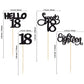Gyufise 24Pcs Black Glitter 18th Birthday Cupcake Toppers Sweet 18 Hello 18 Eighteen Cupcake Picks for 18th Birthday Cake Decora