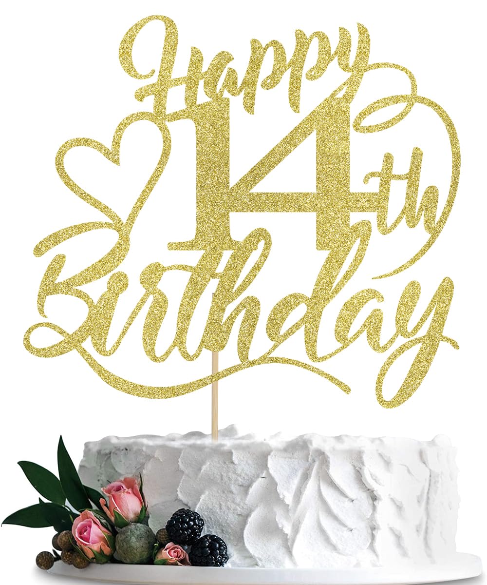 Happy 14Th Birthday Cake Topper For 14Th Boy And Girl Birthday Party Decorations