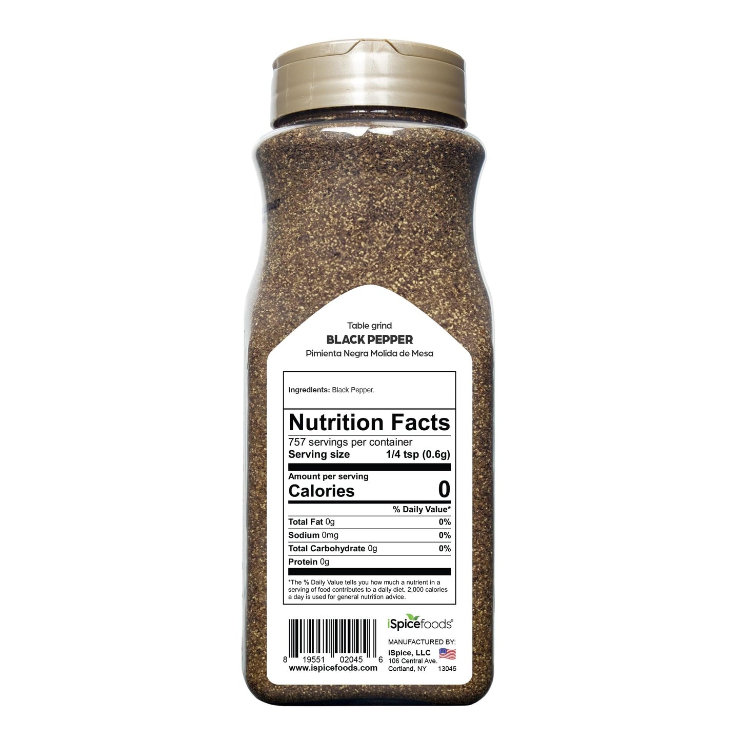 Ispice | Black Pepper Ground | 16 Oz | Bulk Size | Kosher | Rich Aroma