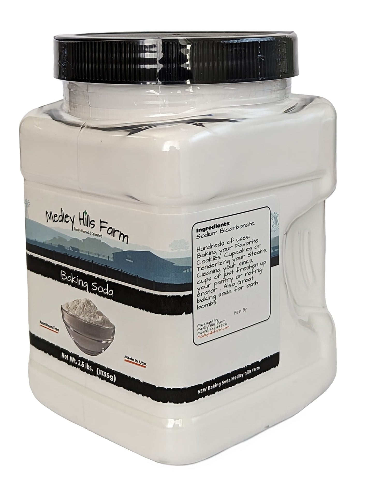 Baking Soda 2.5 lbs by Medley Hills Farm - Gluten-Free All-Purpose Baking Soda for Cooking, Baking & Cleaning - Made in USA