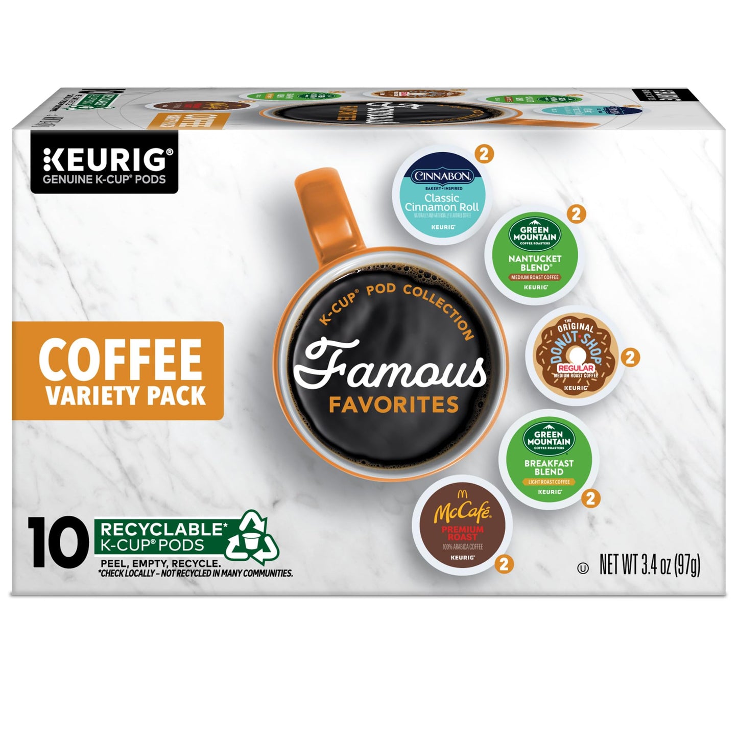 Keurig Famous Favorites Variety Pack  Single-Serve K-Cup Pods  10 Count