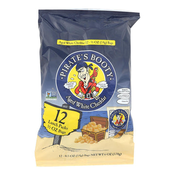 Pirate Brands Booty Puffs - Aged White Cheddar - Case Of 12 - 0.5 Oz.