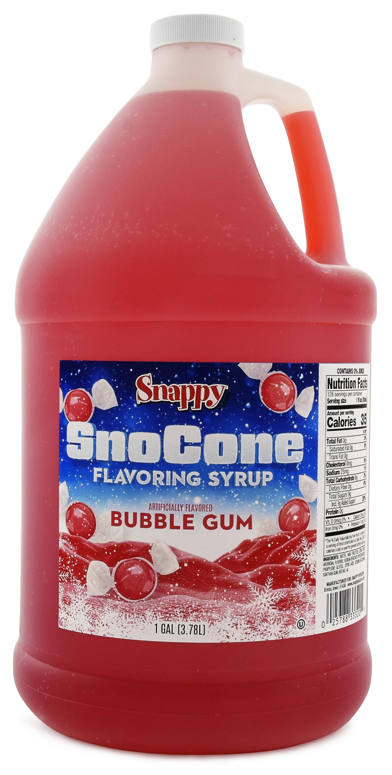 SNAPPY Popcorn Syrup, Bubble Gum Flavor, 128 Fl Oz (Pack of 1)