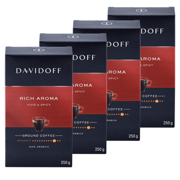 Davidoff Rich Aroma Ground Coffee - Pack Of 4-10/12 Intensity - 250 G X 4