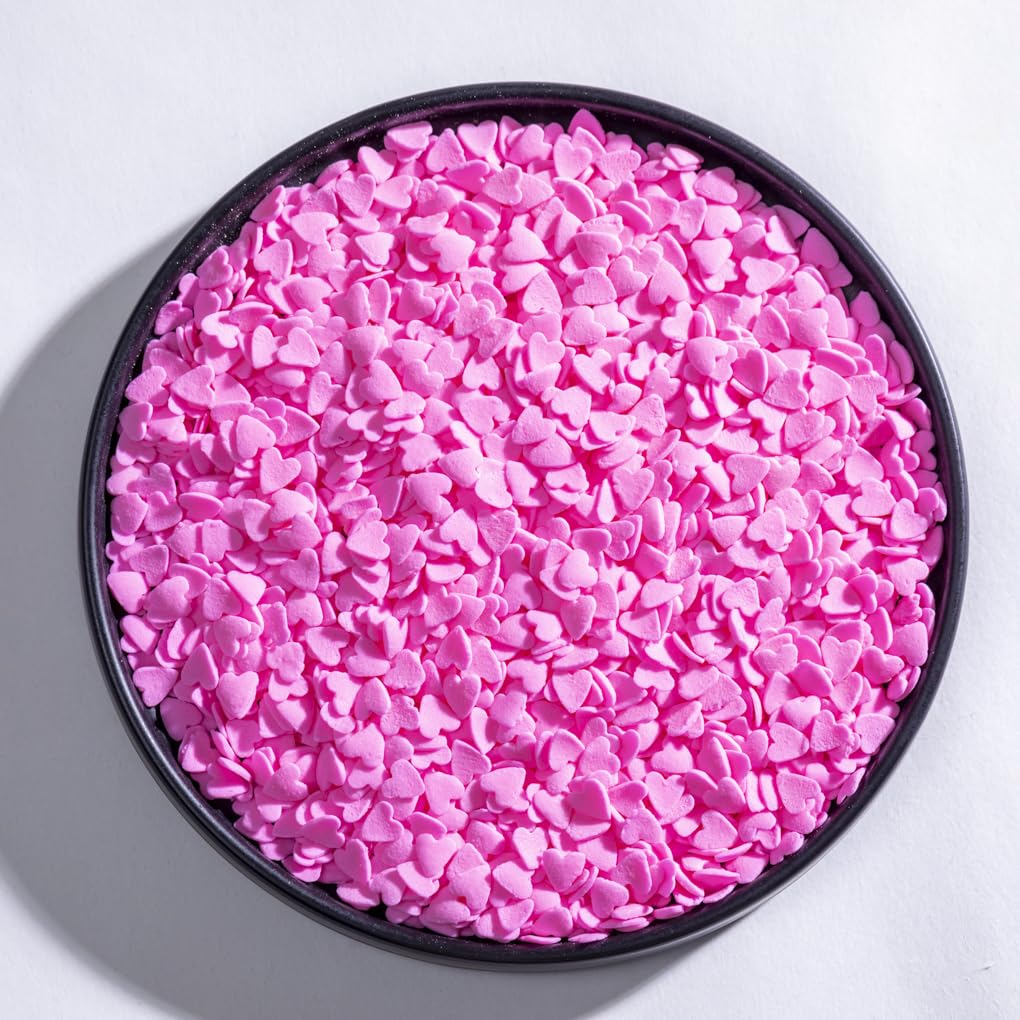 Red Heart Shapes Sprinkles Valentine Jumbo Heart Sprinkles for WEdding Cake Decorating - 3.53 oz/100g. (Pink)