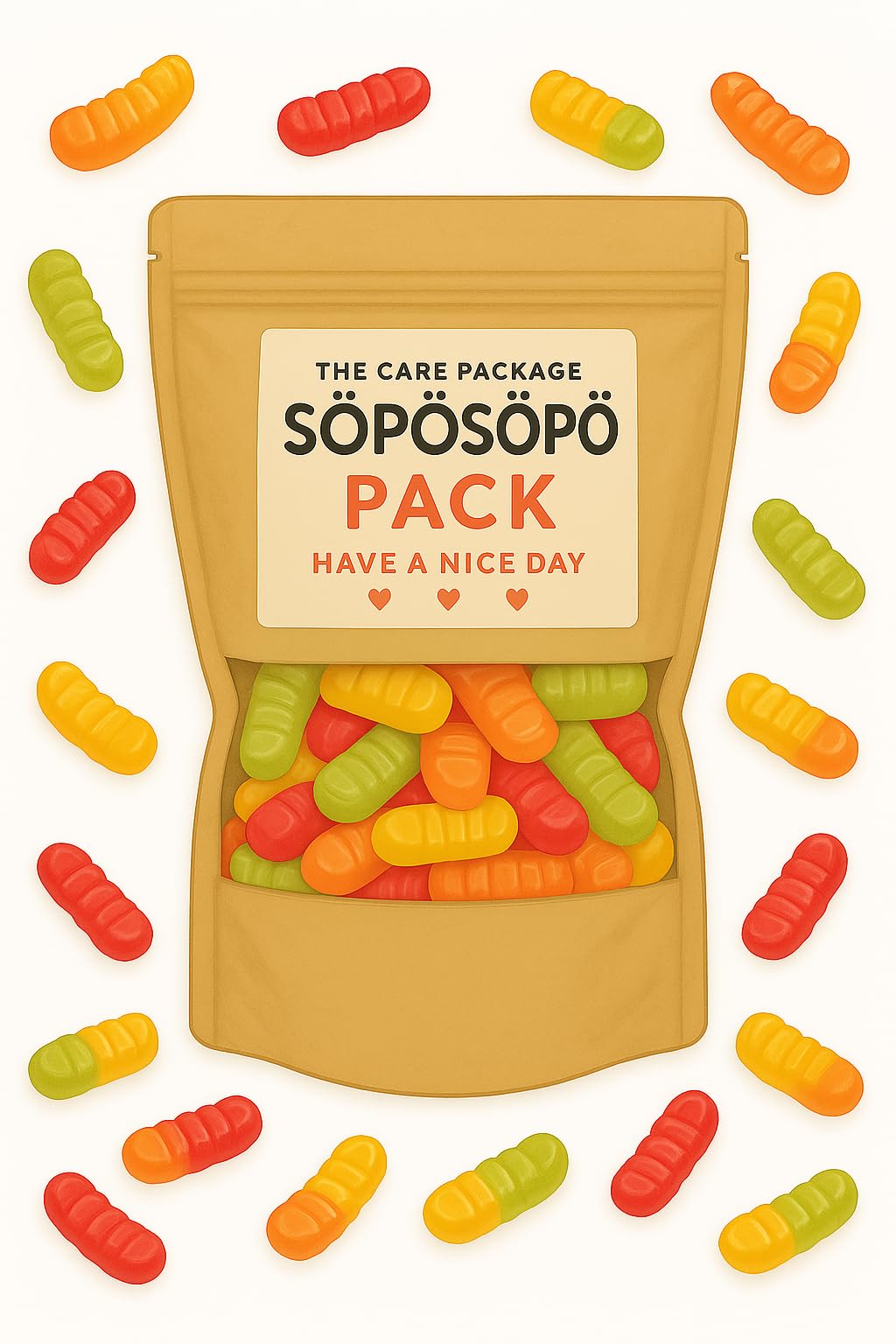 SÖPÖSÖPÖ Scandinavian Treat Pack – Ässä Ruuvit Fruit Gummies – 150g – Vegan Candy – Peach, Banana, Grapefruit & Raspberry