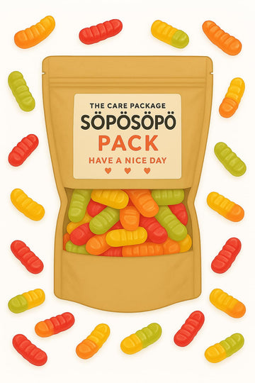 SÖPÖSÖPÖ Scandinavian Treat Pack – Ässä Ruuvit Fruit Gummies – 150g – Vegan Candy – Peach, Banana, Grapefruit & Raspberry
