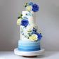 DRWATE Flower Cake Toppers - Artificial Blue Rose & Eucalyptus Decor for Birthdays, Weddings, Baby Showers - Boho Party Supplies