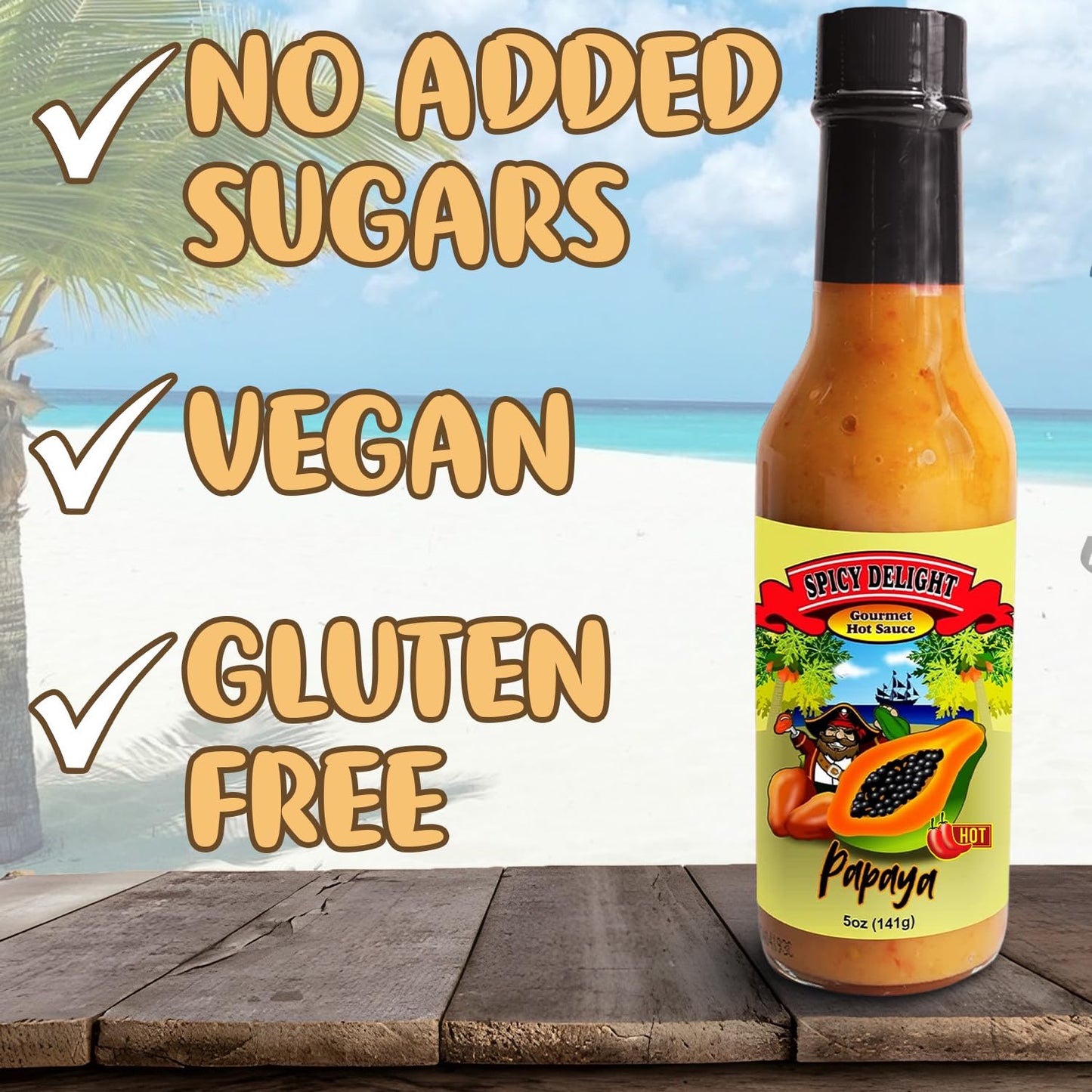 Flavor Pirate Spicy Delight Aruba Habanero Hot Sauce – Ultra Spicy Gourmet with Real Fruit & Peppers, 5 oz Bottle