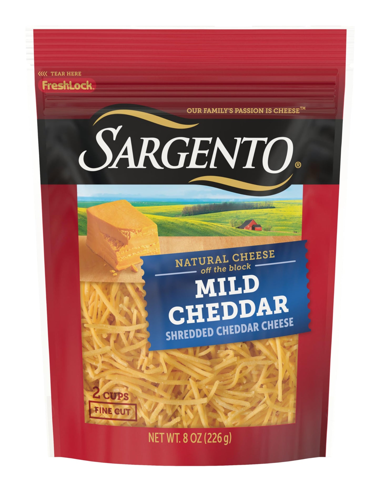 Sargento Natural Mild Cheddar Shredded Cheese, Fine Cut, 8 oz