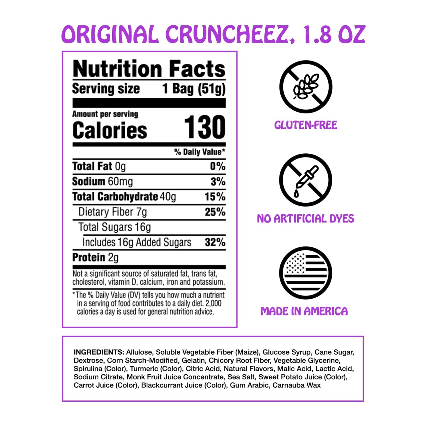 Rotten Original Gummy Cruncheez - Low Sugar, Low Calorie, 5G Gut-Friendly Prebiotic Fiber, Gluten Free Candy, No Artificial Dyes