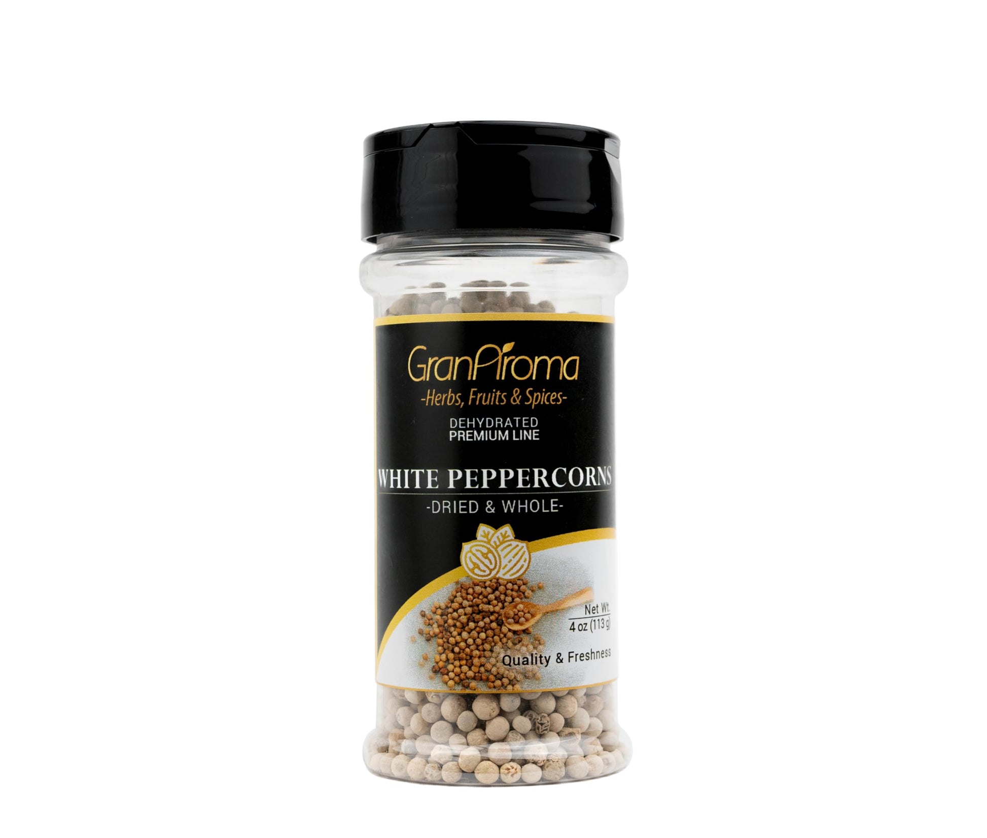 GranAroma White Peppercorns, Sauces & Soups, Bright Flavor, Versatile Spice (4 Ounce)