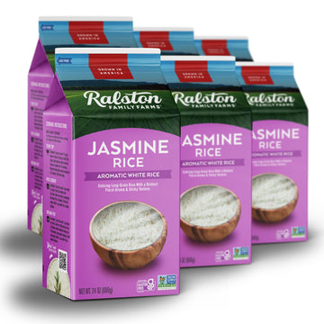 Ralston Family Farms Jasmine White Rice, 24 oz Carton: 6 Pack, American Grown, Non-GMO, Naturally Gluten Free