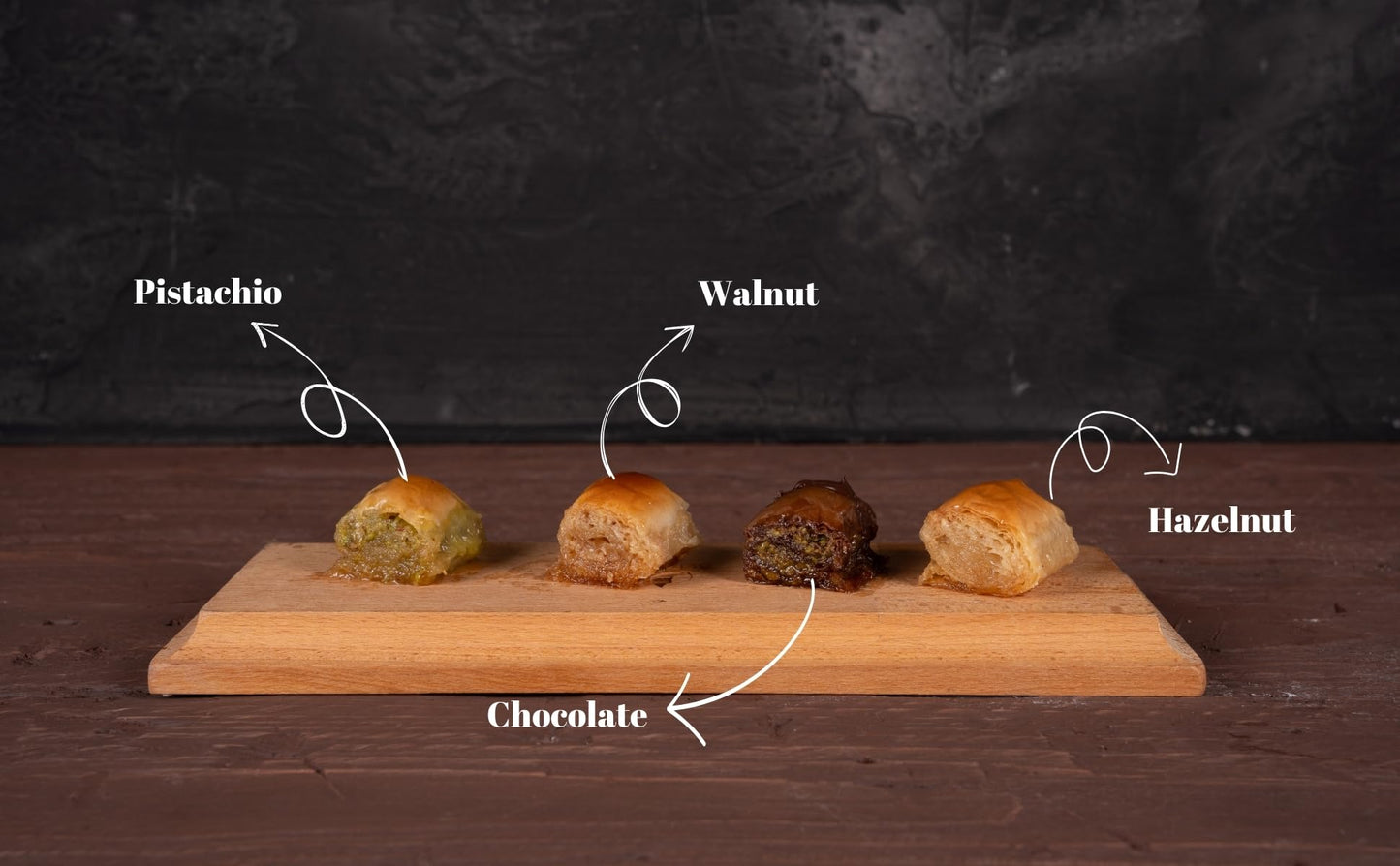 Loccumia Baklava Pastry Gift Box Halal Snacks With Chocolate, Pistachios, Walnuts, Hazelnuts, Shatila Arabic Greek Turkish Bakla