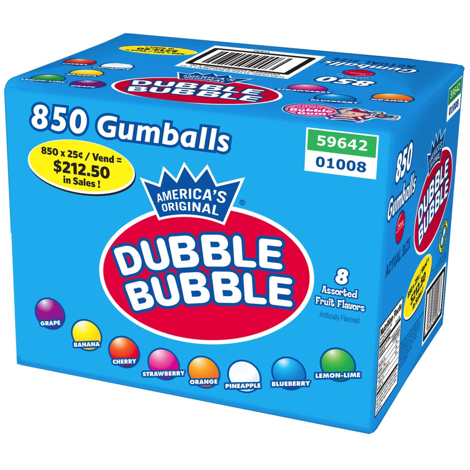 Dubble Bubble Fruit Gumballs 850 Ct. A1Q