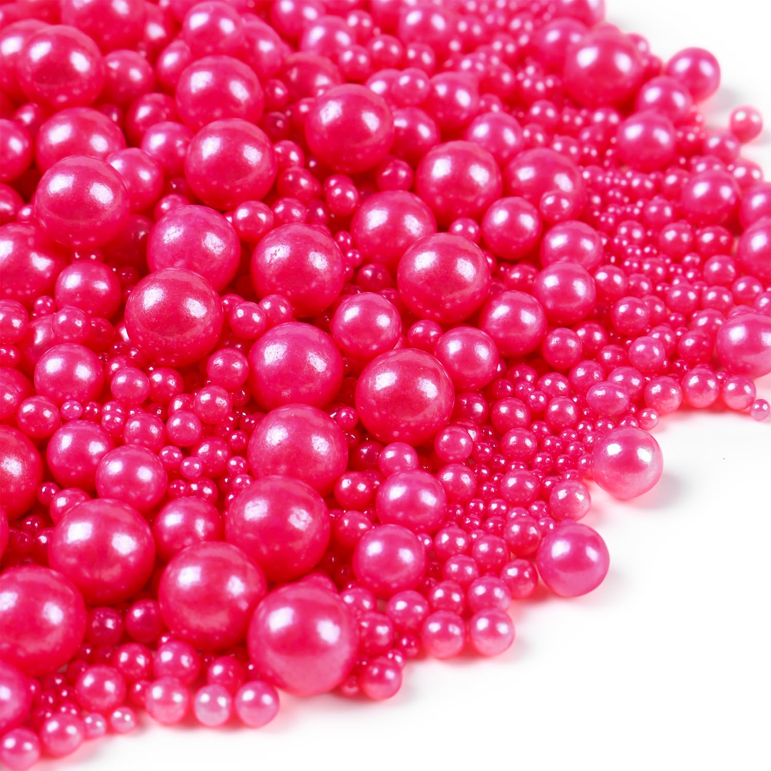 Rose Sprinkles For Cake Decorating 3.5 Ounces, Edible Sugar Pearls Mixing Sizes For Cupcake Topper, Cookies, Ice Cream Toppings