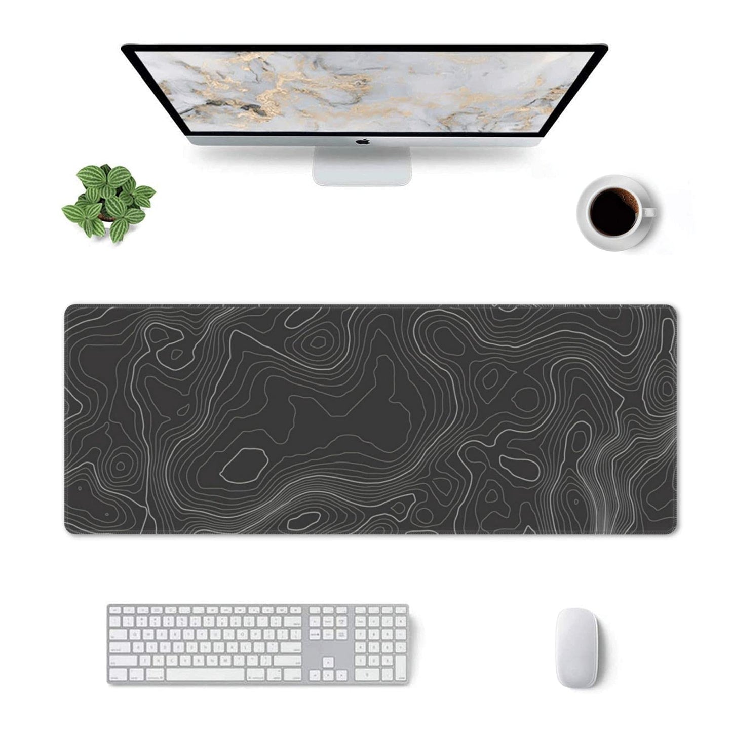 Topographic Contour Gaming Mouse Pad Large Xl Long Extended Pads Big Mousepad Keyboard Mouse Mat Desk Pad Home Office Decor Acce