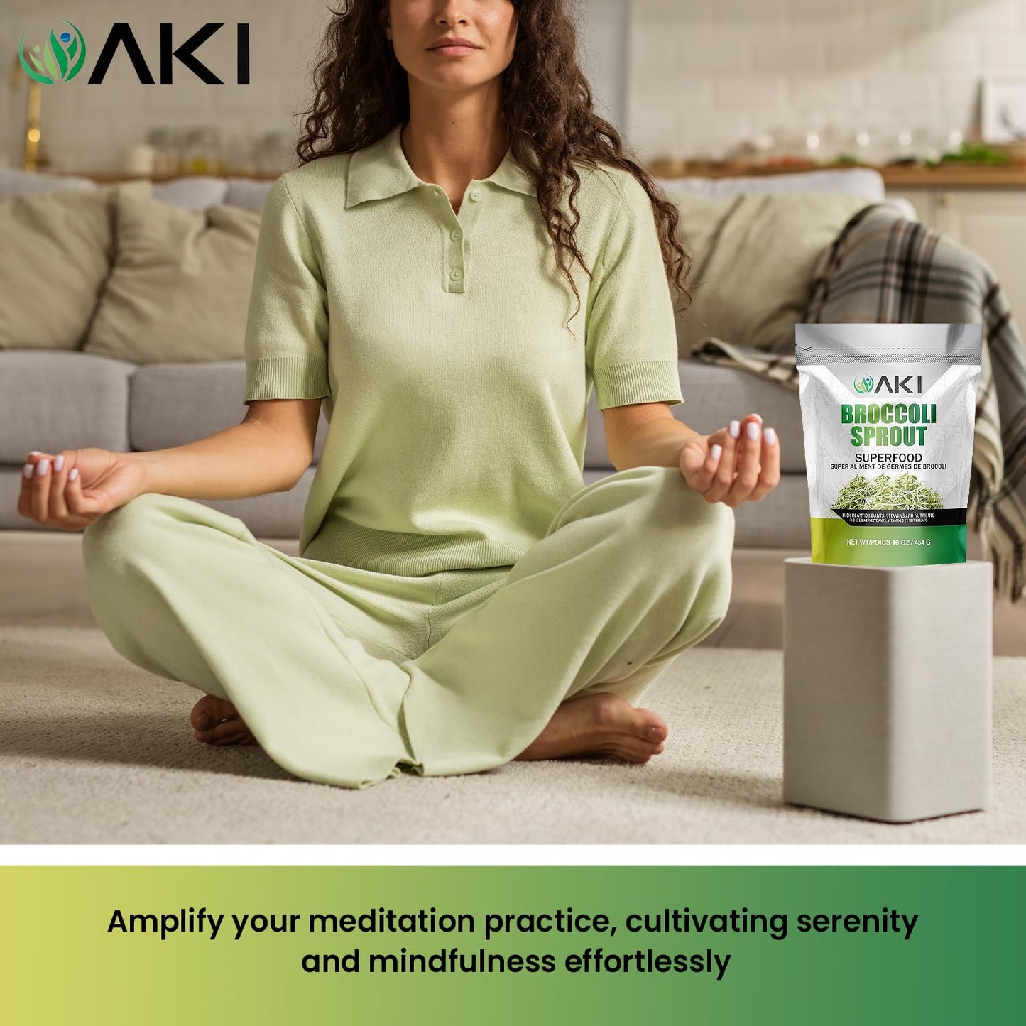 AKI ORGANIC Broccoli Sprout Powder - Non-GMO Superfood for Smoothies - 16 oz