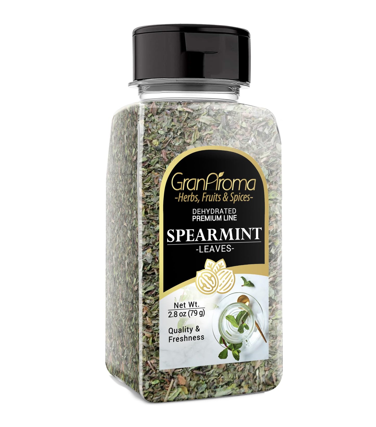 GranAroma Dried Spearmint Leaves, 2.8 oz, Refreshing & Aromatic, Drinks & Teas, Crisp Herb