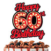 Happy 60th Birthday Cake Topper Fluorescent Flashing Night Out Hen Movie Nightclub Theme Decor Supplies Woman Man Happy Birthday