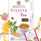 HYLEYS Ginseng & Green Tea with Guarana & Orange Flavor - 25 Tea Bags - Herbal Energy Tea