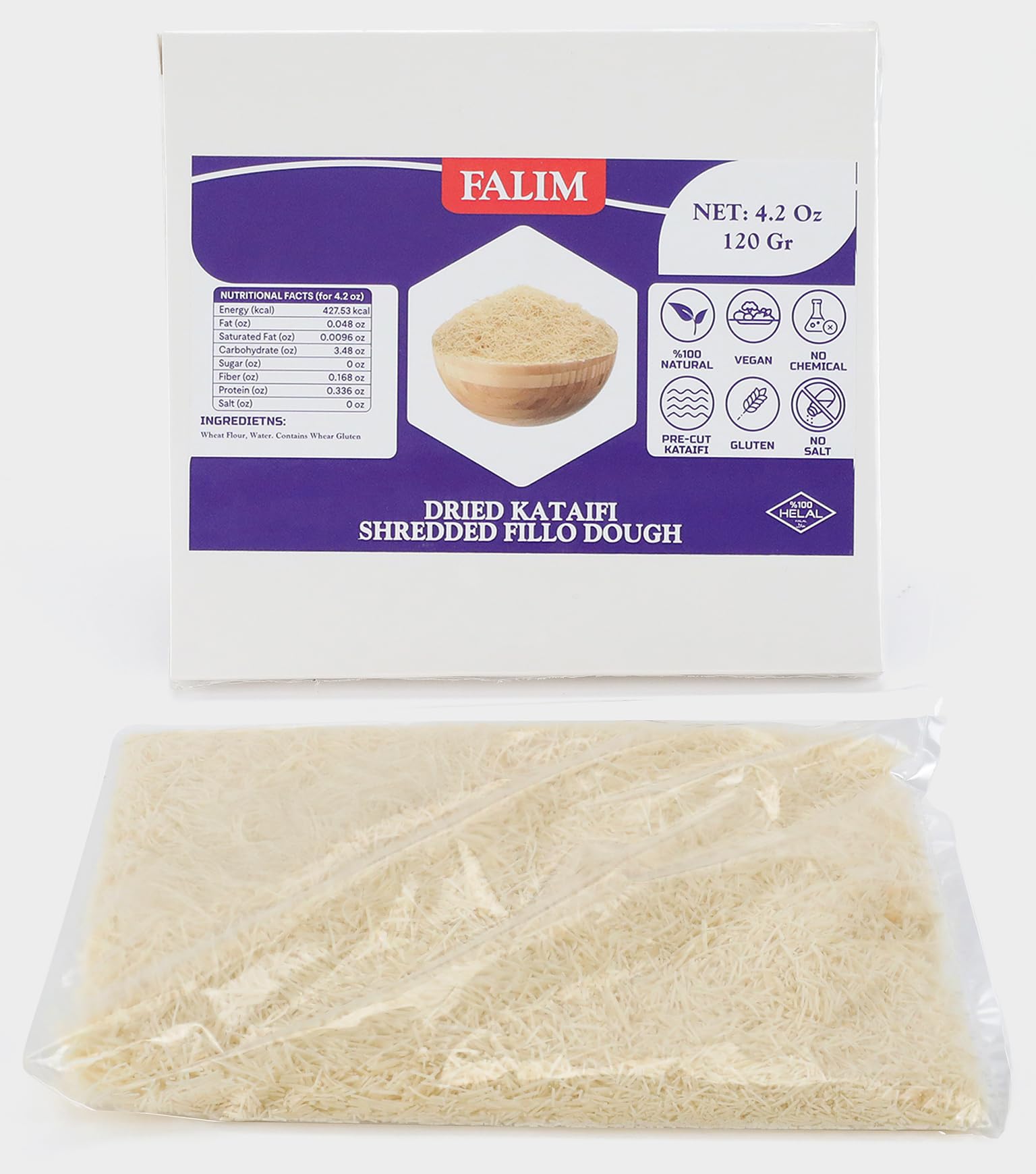Kataifi Shredded Fillo Dough 4.2 OZ (120 g.) for Dubai Chocolate Bar Pistachio - Kadayif for Knafeh Pistachio Chocolate Bar Past
