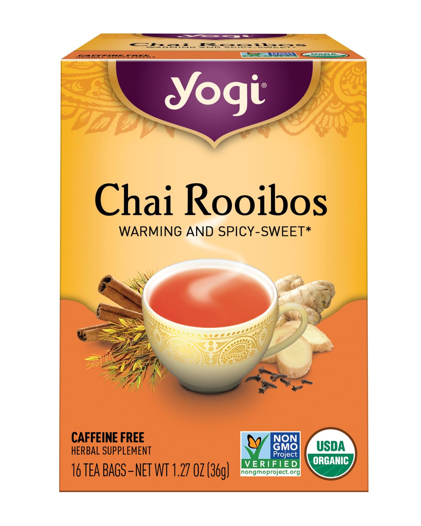 Yogi Tea Chai Rooibos Herbal Tea, 16 Count, Yellow, Model 0076950415331