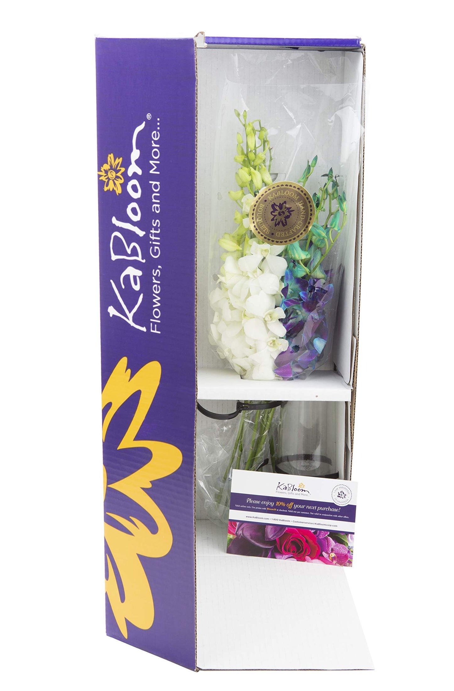 KaBloom Flowers Starry Night Bouquet - Blue and White Orchids with Vase - 10 Model KADF1220-V114-A999