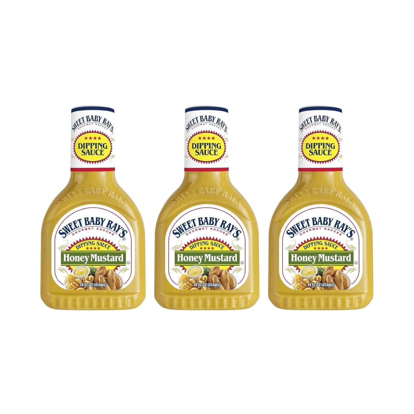 Sweet Baby Rays Honey Mustard Dipping Sauce - Pack Of 3  14 Oz Bottles  Perfect For Dipping And Dressing  Sweet And Tangy Flavor With A Touch Of Honey - Includes Sweet Baby RayS Sticker