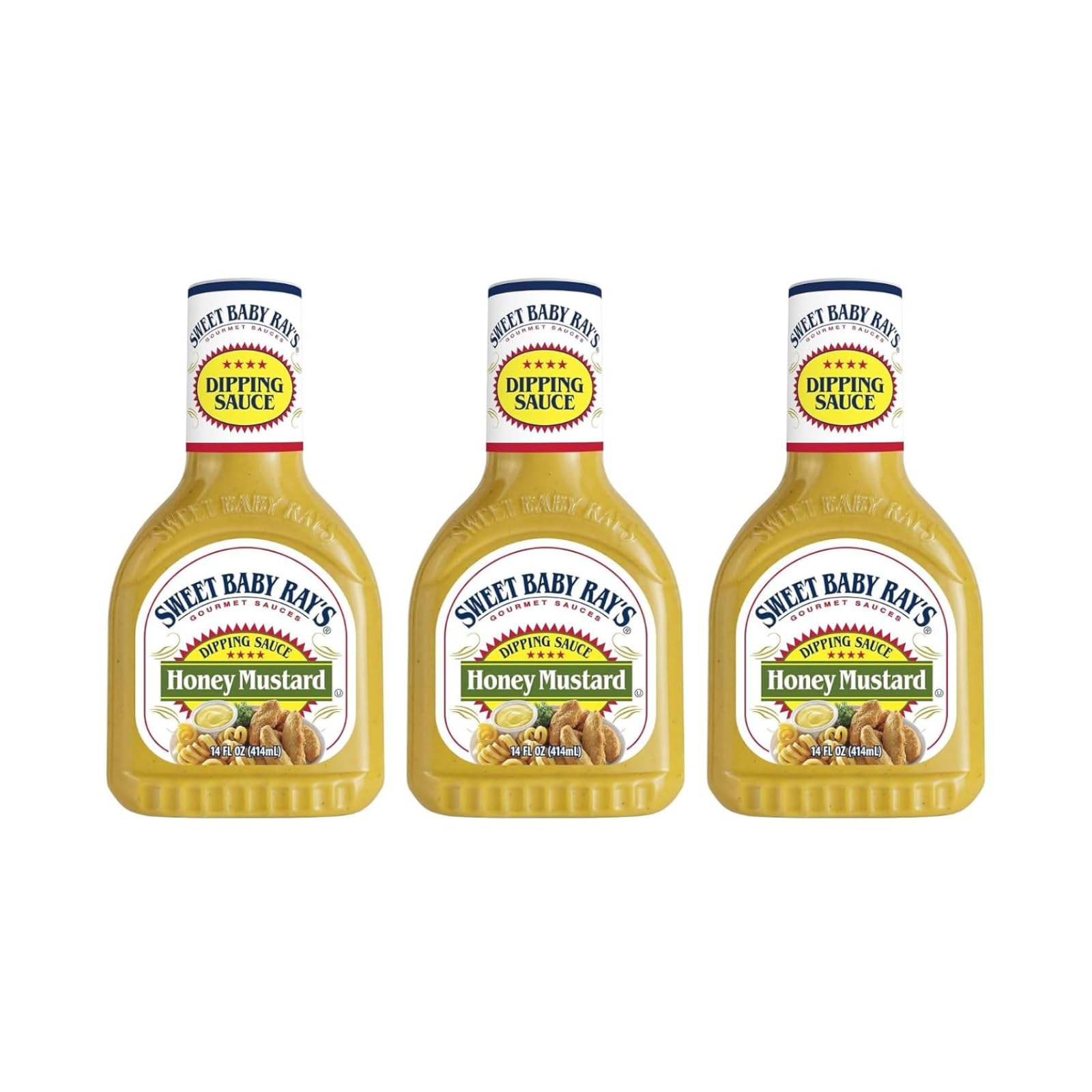 Sweet Baby Rays Honey Mustard Dipping Sauce - Pack Of 3  14 Oz Bottles  Perfect For Dipping And Dressing  Sweet And Tangy Flavor With A Touch Of Honey - Includes Sweet Baby RayS Sticker
