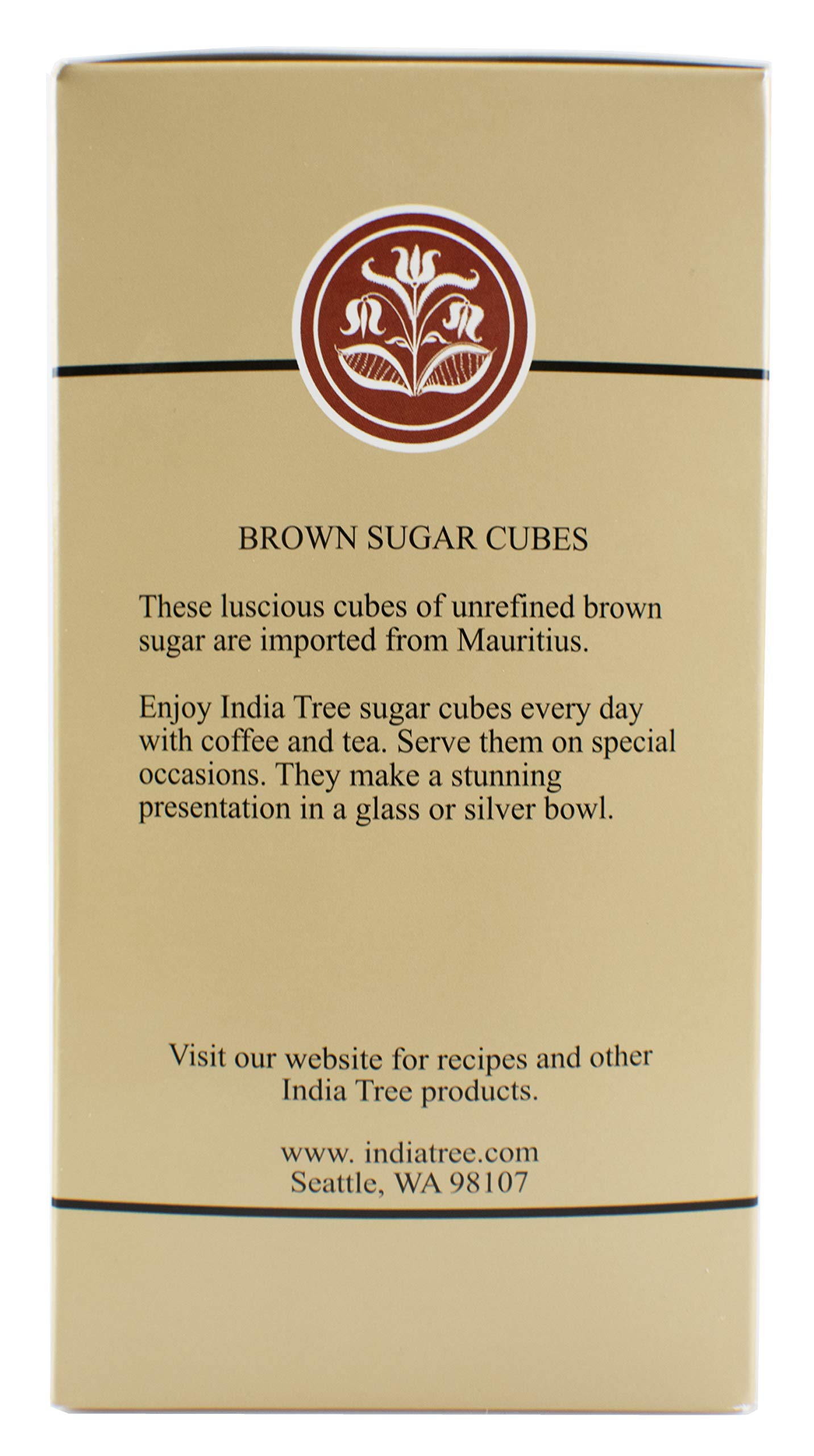 India Tree Brown Sugar Cubes, 2.2 Pound Box, European Style Cane Sugar From Mauritius, Rough Cut Unrefined Brown Sugar