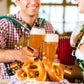 100 Pieces Oktoberfest Picks Party Accessory, Disposable Bavarian Flag Cupcake Topper Decoration in the Style of an Oktoberfest