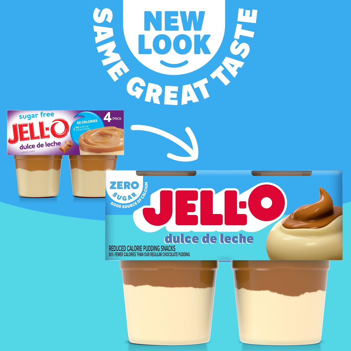 Jell-O Dulce de Leche Artificially Flavored Zero Sugar Ready-to-Eat Pudding Snack Cups, 4 ct Cups