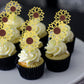 ZHUOWEISM 24 PCS Sunflower Cupcake Toppers - Glitter Flower Theme, Bamboo Material, Small Size, Design 1 for Birthday Party Decorations