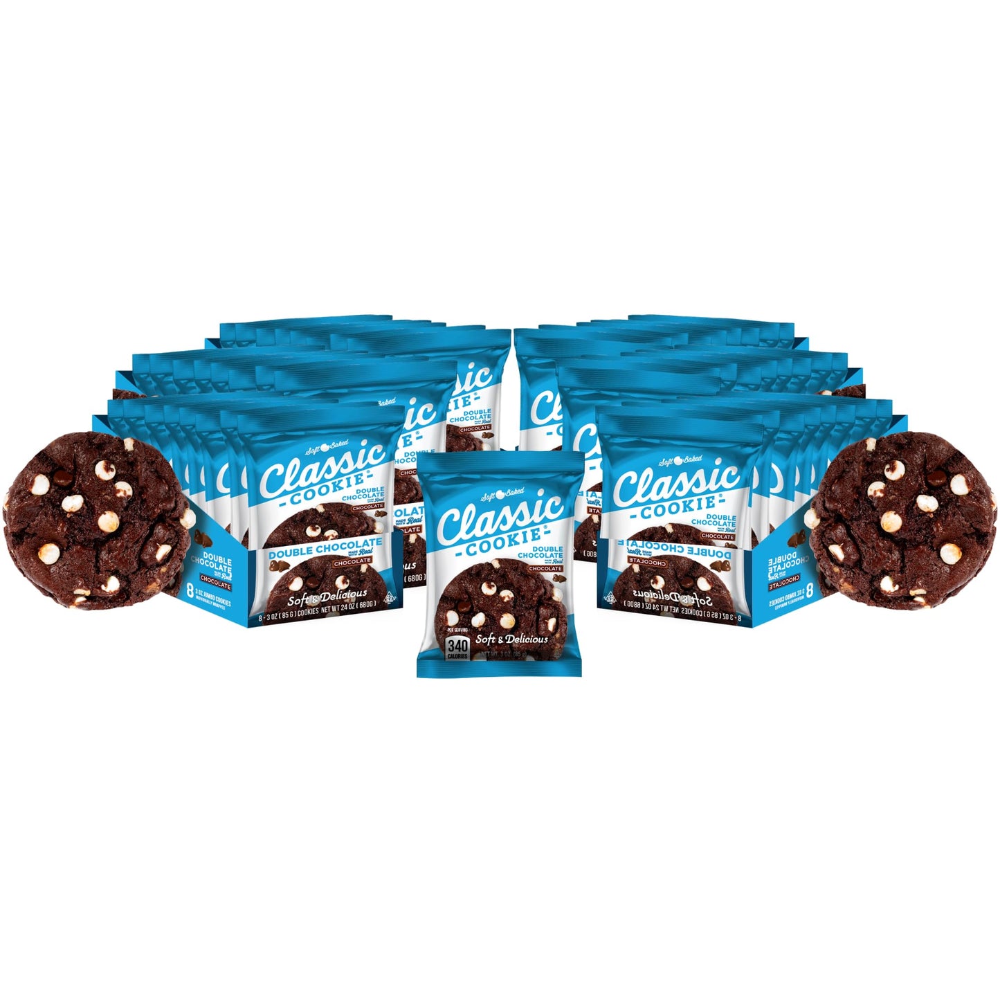 Classic Cookie Soft Baked Double Chocolate Cookies  6 Boxes  48 Individually Wrapped Cookies